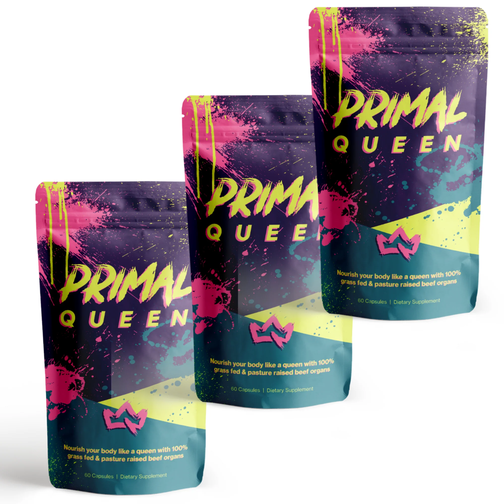 Primal Queen 3 month supply, three pouches